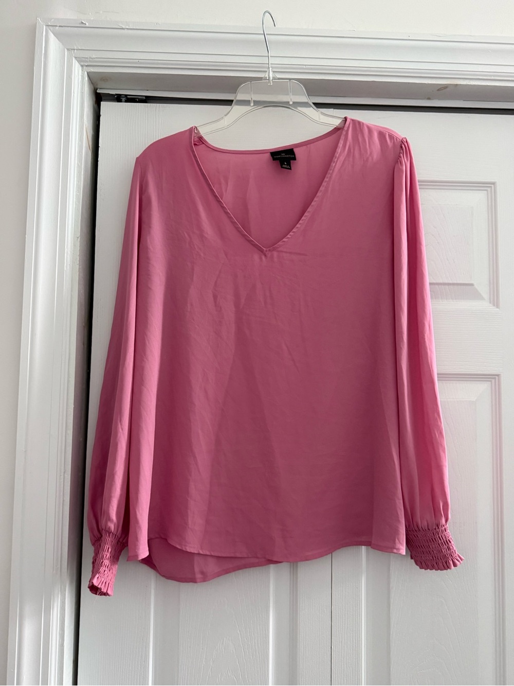 Worthington Rose Pink V-Neck Long Sleeve Blouse